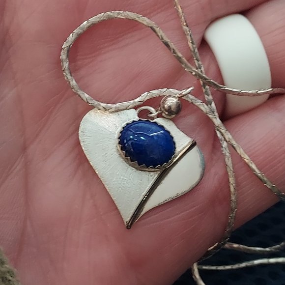 Sterling Lapis & gold leaf signed JKM Lea. - Picture 6 of 7